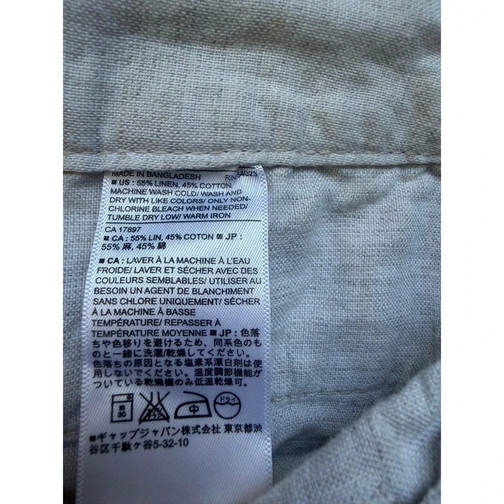 Banana Republic Linen Cotton Beige Cropped Pants Size 14 Relaxed Cuffed Trousers